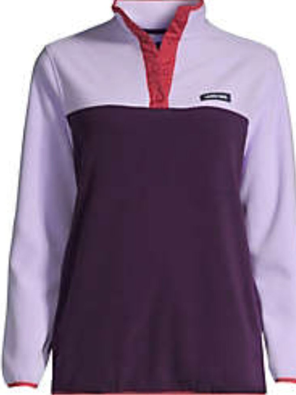 Lands' End Heritage Fleece Snap Neck Pullover in Purple, size Medium